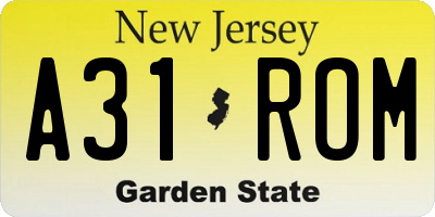 NJ license plate A31ROM