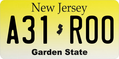 NJ license plate A31ROO