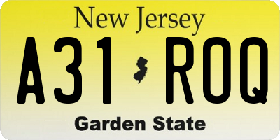 NJ license plate A31ROQ