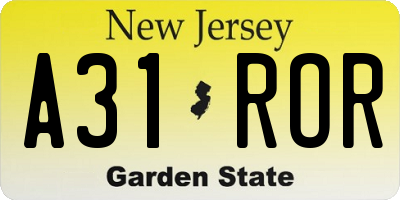 NJ license plate A31ROR