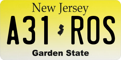 NJ license plate A31ROS