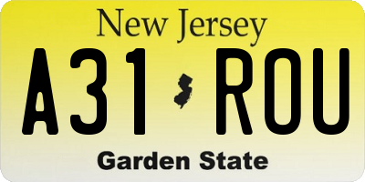 NJ license plate A31ROU