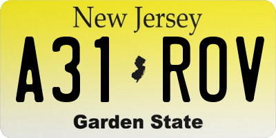 NJ license plate A31ROV