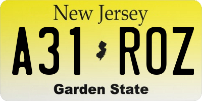 NJ license plate A31ROZ