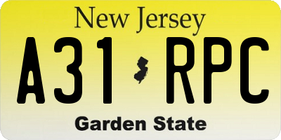 NJ license plate A31RPC