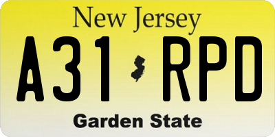 NJ license plate A31RPD