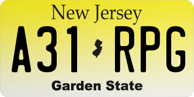 NJ license plate A31RPG