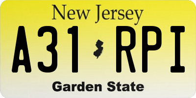NJ license plate A31RPI