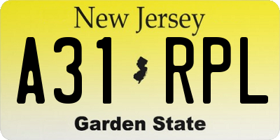 NJ license plate A31RPL