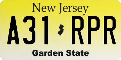 NJ license plate A31RPR