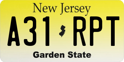 NJ license plate A31RPT