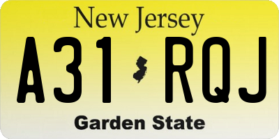 NJ license plate A31RQJ