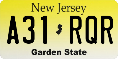 NJ license plate A31RQR