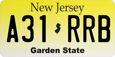 NJ license plate A31RRB