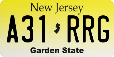 NJ license plate A31RRG