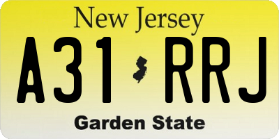 NJ license plate A31RRJ