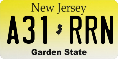 NJ license plate A31RRN