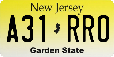 NJ license plate A31RRO