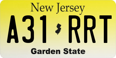 NJ license plate A31RRT
