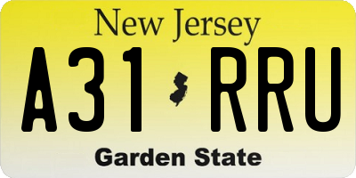 NJ license plate A31RRU