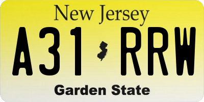NJ license plate A31RRW