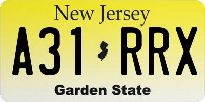 NJ license plate A31RRX