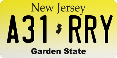 NJ license plate A31RRY
