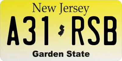 NJ license plate A31RSB
