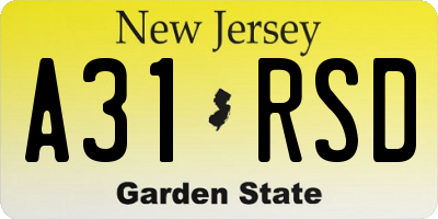 NJ license plate A31RSD