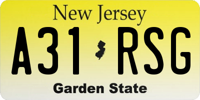 NJ license plate A31RSG