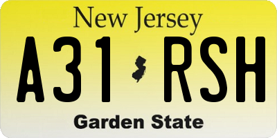 NJ license plate A31RSH