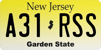 NJ license plate A31RSS