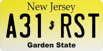 NJ license plate A31RST