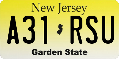 NJ license plate A31RSU