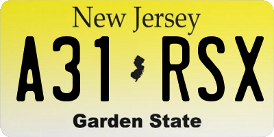 NJ license plate A31RSX