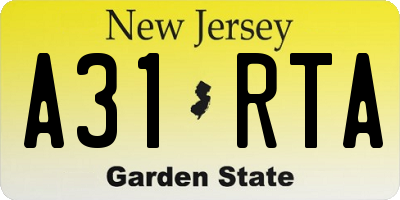 NJ license plate A31RTA