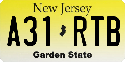 NJ license plate A31RTB