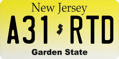 NJ license plate A31RTD