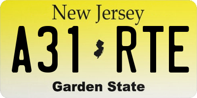 NJ license plate A31RTE