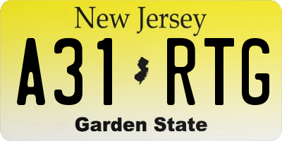 NJ license plate A31RTG