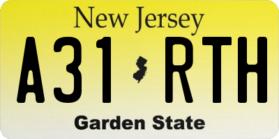 NJ license plate A31RTH
