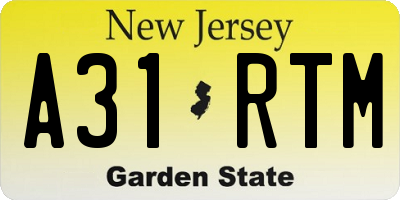 NJ license plate A31RTM