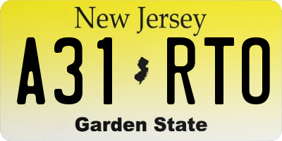 NJ license plate A31RTO