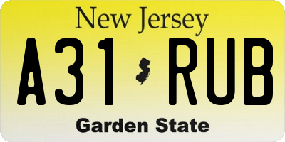 NJ license plate A31RUB