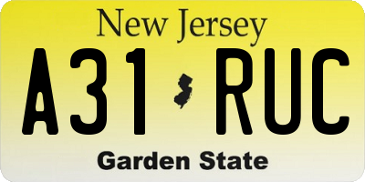 NJ license plate A31RUC