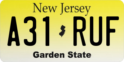 NJ license plate A31RUF