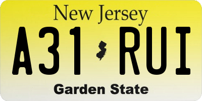 NJ license plate A31RUI