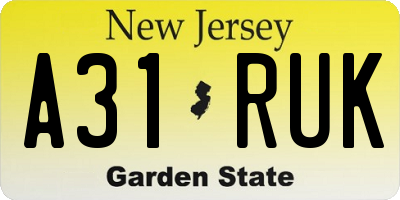 NJ license plate A31RUK
