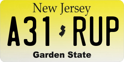NJ license plate A31RUP