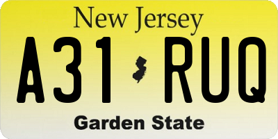 NJ license plate A31RUQ